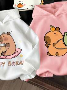 3件套幼儿女童卡通图案保暖连帽卫衣 - 彩色 - 查看 4