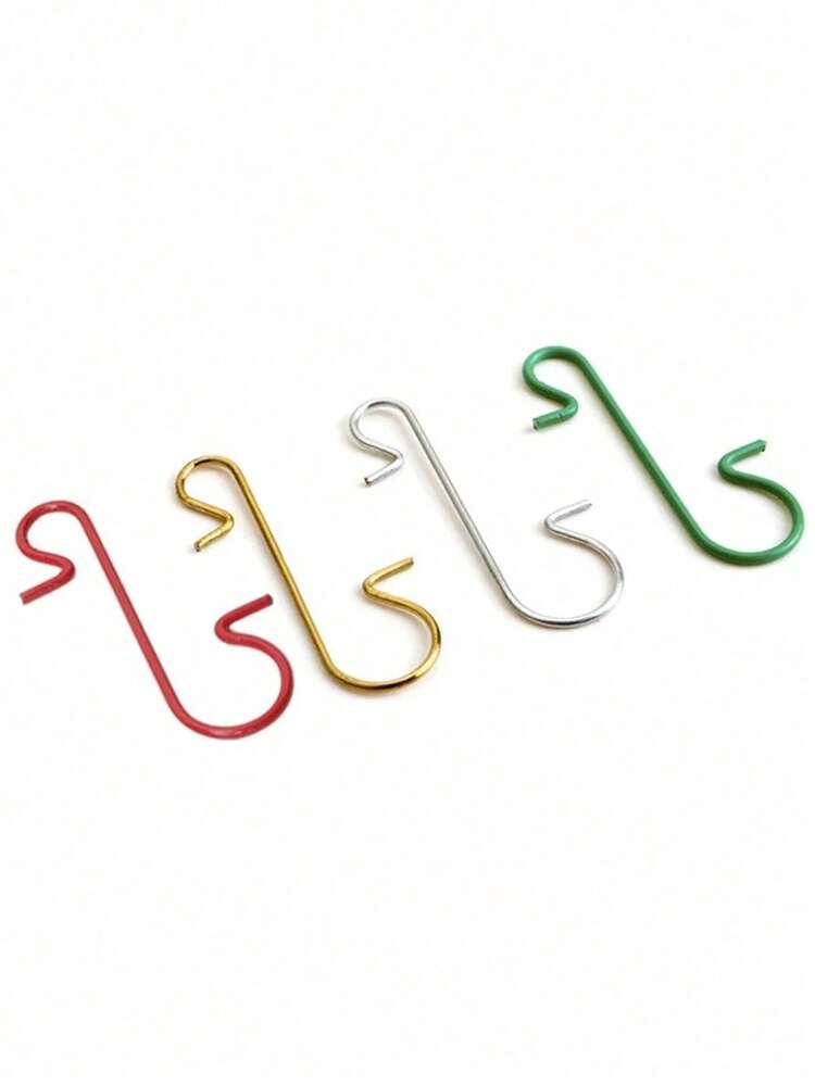 50/100 件圣诞装饰 S 形挂钩塑料挂钩圣诞树球吊坠挂架适用于家庭新年派对装饰批发，圣诞节 - 彩色 - 查看 4