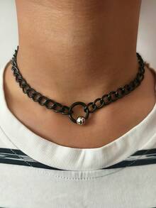 Beaded Openable Circle Choker Necklace, Stainless Steel Sexy Minimalist Clavicle Chain Necklace - Silver - View 7