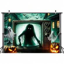 1pc-Halloween Horror Photo Backdrop - Terrifying Skeleton Zombie & Ghost Graveyard Scene, Heavy Duty Polyester Fabric For Photography Booth, Spooky Party Decor, Indoor Outdoor Haunted Wall Display