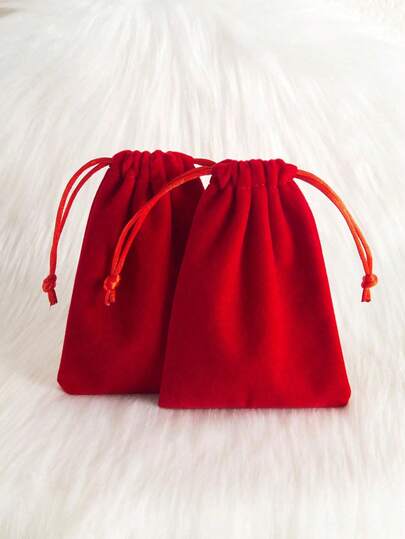 1/5PCS Red Plush Flat Pocket Bag, Casual Daily Storage Organizer Valentine's Day