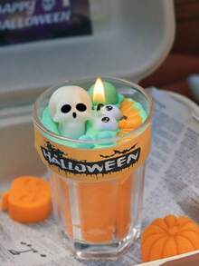 1 pieza Vela con decoración de fantasma, calavera y máscara para Halloween, vela perfumada con diseño de fantasma, decoración de ambiente para la festividad de Halloween, decoración del hogar