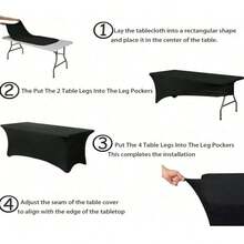 1 Pieza Hermosa Cubierta de Mesa de Spandex 6ft X 8ft Cubierta de Mesa Elástica, Universal para Mesa Rectangular, Boda, Banquete, Evento, Blanco o Negro, Regreso a Clases Día de San Valentín - Multicolor - Ver 9