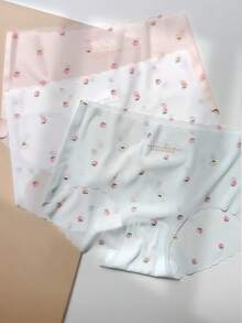 3件套女士薄款冰丝随机草莓印花内裤套装 - 彩色 - 查看 5