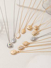 1 Dây chuyền mặt tròn vuông oval đính đá Zirconia thời trang cổ điển mùa hè, mạ vàng 18k. Không dễ bị oxy hóa, thích hợp đeo khi đi nghỉ và hàng ngày. Trang sức nữ. - Nhiều màu - Xem 5