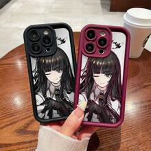 Funda de teléfono con patrón de chica anime para iPhone 16 negro 16PRO parejas 12MINI sensación suave 13PRO única XR TPU grueso 14PLUS diseño de protección de lente de cobertura completa 16PROMAX linda 15 hombres 16PLUS fundas de teléfono 12PRO mujeres 15PRO estética XSMAX a prueba de golpes y anti-caída 14PROMAX/11PRO/12/12PROMAX/14PRO/11PROMAX/13MINI/15PROMAX/14/11/13/16/13PROMAX/XS/15PLUS - Burdeos - Ver 12