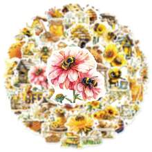 50pcs Sheet Bee Flower Graffiti Sticker Notebook Water Cup Suitcase Notebook Decoration Does Not Repeat Waterproof Stickers - 50個混色 - 查看 4