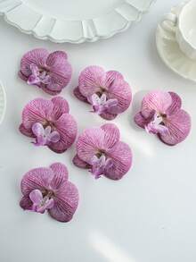 1 pezzo/6 pezzi/30 pezzi Petali di orchidea, Teste di fiori di orchidea Phalaenopsis artificiali in PU con tocco reale da 10cm, Teste di orchidea farfalla finte all'ingrosso per decorazioni floreali da matrimonio, fai da te, artigianato, baby shower, fotografia - Viola rosso - Visualizzare 5