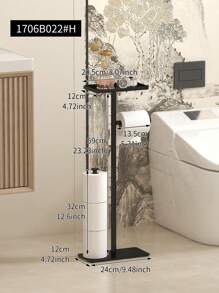 1pc Standalone Toilet Paper Holder With Storage Tray - Stylish Multi-Roll Paper Storage Rack, Suitable For Bathroom And Kitchen, Space-Saving Design, Bathroom Storage, Bathroom Accessories