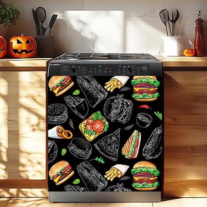 Magnetic Stickers, Fragrant Hamburger Dishwasher Sticker Refrigerator Sticker, Stove Cover Pad, Enhance Space Quality, Make Appliances Wear-Resistant, Scratch-Resistant And Stylish, Self-Adhesive, Firm And Won't Fall Off, Suitable For Refrigerator, Dishwasher, Sterilizer, Washing Machine