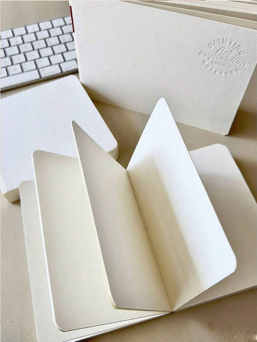 116 页空白绘画笔记本，200gsm 亚克力卡纸，大号素描本，素描本，口袋绘画本，笔记本，180 度平放 - 白色 - 查看 1