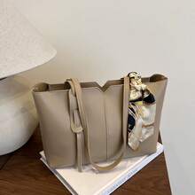 Nueva bolsa de hombro versátil de unicolor de lujo para mujer - Caqui - Ver 7