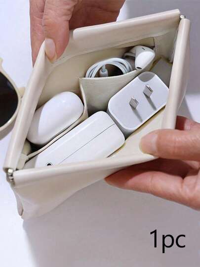 1PC Data Cable Storage Bag Data Cable Protective Cover Auto-Closing Headphone Charger Storage Bag Portable Travel Storage Bag Lipstick Mobile Phone Power Cord Organizing Bag Small Travel Accessory Portable Storage Box(Styles Will Be Shipped Randomly.)