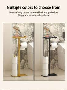 1pc Standalone Toilet Paper Holder With Storage Tray - Stylish Multi-Roll Paper Storage Rack, Suitable For Bathroom And Kitchen, Space-Saving Design, Bathroom Storage, Bathroom Accessories
