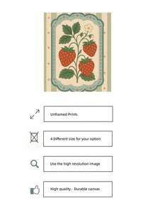 1pc Frameless Vintage Strawberry Wall Art Folk Fruit Poster With Sage Stripe, Rustic Kitchen Decor Print For Bedroom & Dorm | Botanical Posters, Back To School, Retro Room Decor, Funky Farmhouse Aesthetic - Multicolor - View 5