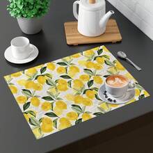 1 buc/4 buc/6 buc covorașe de masă din in cu imprimeu de lămâie, potrivite pentru masă, decor pentru toate anotimpurile, covorașe de masă moderne lavabile, decor pentru cameră, suporturi pentru pahare, covorașe de bucătărie, decorațiuni pentru petreceri de interior și exterior, decor pentru casă, cadou ideal - Multicolor - Vizualizare 8
