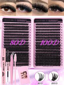 544/640 Stücke Wimpernbüschel D-Locken Einzelwimpern, mit Kleber und Versiegelung, Augenbrauenpinsel, Pinzette Set für Anfänger, weich und natürlich aussehende Kunstwimpern zum Vergrößern der Augen, dicke & natürlich flauschige DIY segmentierte Wimpern für verschiedene Augen-Make-up-Looks, Wimpern+Wimpernverlängerungs-Kleber+Pinzetten Set einfach zu verwenden, Starter-freundlich, flauschiger dichter Kunstwimpern-Set, geeignet für Alltag, Outdoor, Date, Augen-Make-up, Studenten Rückkehr zur Schule Geschenk Wimpernbüschel Set, Wimpern, Kunstwimpern