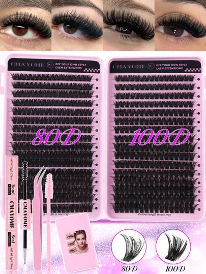 544/640pcs Lashes Clusters D Curl Individual Eyelashes, With Bond And Seal, Eye Brush, Tweezers Kit For Beginner Friendly, Soft And Natural Look Fake Lashes For Enlarge Eyes Makeup Beauty, Thick&Natural Fluffy Diy Segmented Lashes For Different Eyes Makeup Beauty, Lashes+Eyelash Extension Glue+Tweezers Set Easy To Use,Starter Friendly, Fluffy Dense Fake Eyelashes Set, Suit For Daily,Outdoor,Dating,Eyes Makeup, Student Back To School Gift