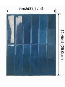 10/30pcs White Brick Pattern Self-Adhesive Tile Stickers, Easy To Peel And Stick Ceramic Tile, Waterproof Wallpaper Suitable For Living Room, Kitchen Backsplash, Bathroom, Zellige Style - Navy Blue - View 2