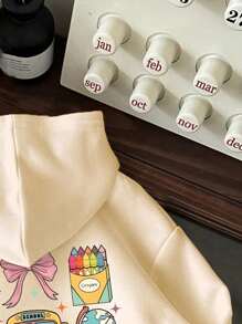 Kleine Mädchen Cartoon Muster Warmer Kapuzenpullover