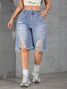 Women's Casual Distressed Loose Denim Shorts