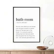 1PC Canvas Picture Bathroom Definition Wall Art Bathroom Wall Art, Home Wall Decor, Bathroom Decor, Printed Wall Art, Bathroom Fun Sign,Poster Optional Frame ,Wall Art With Frame - Multicolor - View 9