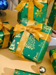 1 Rolle/5m neues dunkelgrünes Geschenkpapier mit Folie, 50x500cm - Rentier Weihnachtsbaum mit goldenen Schneeflocken und Streifen, geeignet für Feiertags-Geschenke, Dekorationen, Geburtstagsfeiern - elegante Weihnachtsverpackung