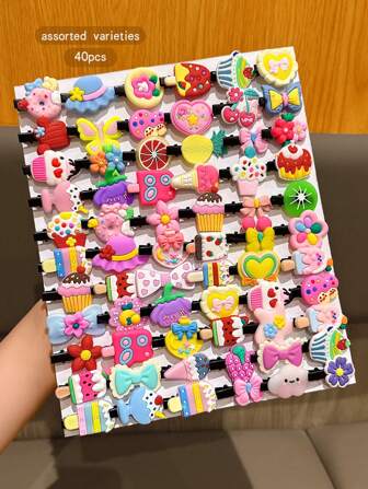 40 件随机可爱卡通风格发夹，价格实惠的日常发饰