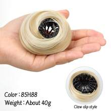 Bird's Nest Magic Hair Clip Straight Hair Bun Hair Piece Clip On Hairtail Extension Heat Resistant Synthetic Straight Chignon With Fluffy Donut Updo Natural Hairpiece Black Brown Blonde Hair Bun For Women Ponytail Holders Fashion Hair Suitable For Daily Wear 1PC - Multicolor - View 15