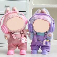 17cm Doll Clothes For Labubu Doll, Outfit Set Including Clothes, Headphones, Suspenders, Pants - Multicolor - View 7