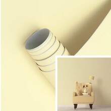 1 rolă de tapet autoadeziv galben deschis mat, ușor de instalat, autocolante de perete din vinil, potrivite pentru baie, dormitor, living, decorare casă, birou, renovare dulap, decorare mobilier, design modern, tapet detașabil DIY 40CM 500/300/100CM - Galben deschis - Vizualizare 3