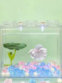 斗鱼鲈鱼休息躲叶产卵荷叶亚仿真水草叶睡床水族箱造景装饰摆件，送给宠物的最佳礼物，宠物用品