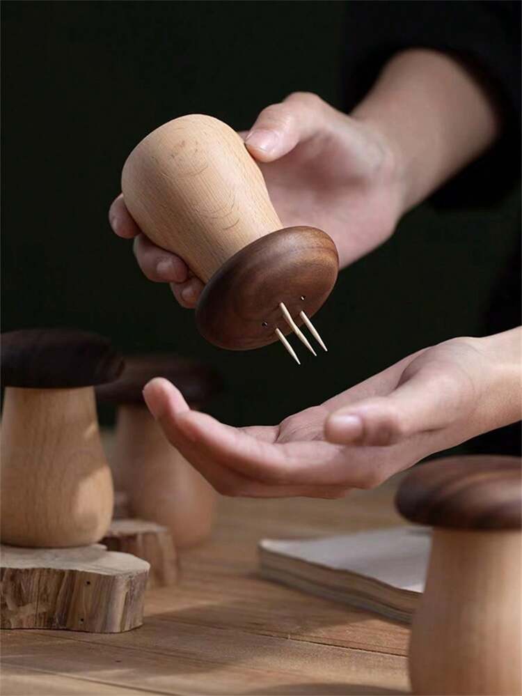 Charming Mushroom Shaped Toothpick Holder - Black Walnut Wood, Perfect For Kitchen And Dining Room Decor, Ideal Gift For Valentine's Day, Thanksgiving, Mother's Day And Father's Day - Multicolor - View 4