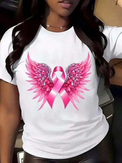 Guante de boxeo de cáncer de mama, camiseta de mujer de conciencia de la lucha con lazo rosa - Camiseta impresa cómoda con lazo, camiseta de cinta linda, camiseta estética femenina, camiseta de cinta azul, camiseta de estilo chino, blusa linda para mujeres