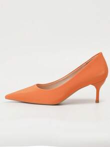 Women's Formal Shoes Green Low Heel Shoes, Comfortable Stiletto Heel Wedding Shoes, Slip-On Bridal Heels, Pumps, Fall, Autumn, Elegant Women's High Heels, Closed Toe High Heels, Small High Heels, Women's High Heel Shoes - Orange - View 1