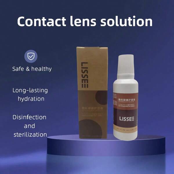 1 pieza Solución de cuidado de lentes de contacto de 60ml, limpiador de lentes humectante, tamaño portátil