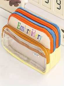 1pc Customizable Large Capacity Pencil Case - Pencil Box, Stationery Bag, Embroidered Name Available, Suitable For Office, School Supplies Storage, Fashion Zipper Bag, Transparent Design Storage Bag, Back To School Gift,Multi-Functional,Ornamental,Reusable,Modern,Colorful,Cute,Vintage,Cartoon,Kawaii,Custom,Personalized,Unique,Customized,Workers,Clients,Students,For Business/Work/Office,For School,Multi-Functional,Ornamental,Reusable,Modern,Colorful,Cute,Vintage,Cartoon,Kawaii,Custom,Personalized,Unique,Customized,Workers,Clients,Students,For Business/Work/Office,For School - Multicolor - View 10