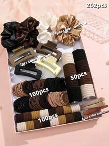 262pcs/Set Coil Hair Scrunchies & Hair Claw Combo, Versatile Hairstyling Tools, Silky Coil Scrunchies For Effortless Looks, Hair Claw For Easy Updo, All-Match Hair Ties Fit All Hairstyles - Suitable For Girls And Women, A Complete Set Of Daily Styling Essentials, Gentle Yet Practical, Keep Your Hair Stylish And Unique, Hair Accessories Fall,Travel, Hair Tools,Accessories Women, Hair Stuff,Fall,Hair Accessories,Hair Tools,Hair Stuff,Stuff,Beauty Accessories,Gifts,Travel,Gifts For Women,Hair Stuff,Stocking Stuffers,Stocking Stuffers,Stocking Fillers,Stocking Stuffers For Women,Stocking Fillers Women,Christmas Gifts,Gifts,Christmas Stocking Fillers,Gifts For Women,Gift,Christmas Gift,Stocking Stuffers For Adults,Stocking Fillers For Adult,Hair Stuff,Women's Accessories,Stocking Stuffer,Coming-Of-Age Hair Accessory,Christmas Hair Accessories,Gift Ideas For Women,Beauty Stocking Fillers,Christmas Gifts For Women