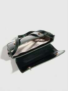 Bolso de mano de mujer de moda vintage, bolso de hombro y cruzado patentado, bolso de estilo Y2K, bolso cuadrado pequeño y elegante, bolso casual de solapa para el hombro y transporte diario