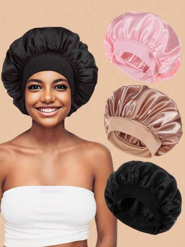 Women's Satin Bonnet - Soft, Oil-Free Sleep Cap With Wide Brim And Elastic Band, Comfortable Hair Protection - Ideal For Home, Sports, Casual Use And Nighttime Care, Casual Headwear | Elastic Band Cap | Satin Clothing, Sleep Cap