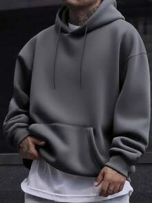 Sudadera casual de calle para hombre, con estampado de estrella y eslogan, bolsillo, cordón, primavera/otoño, vuelta al colegio