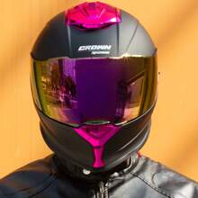 Crown Racing Kask motocyklowy z podwójnym daszkiem, odchylany, modułowy, otwarty, zatwierdzony przez DOT