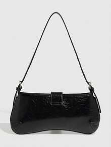 1pc Black Simple Women's Handbag, Minimalist Versatile Shoulder Bag, Fashionable Underarm Bag, Y2K Baddie Bag, Women's Bag - Black - View 3