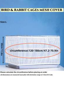 1pc Birdcage Cover, Splash-proof Mesh Netting With Embroidered Patterns For Parakeet Cage - White - View 3