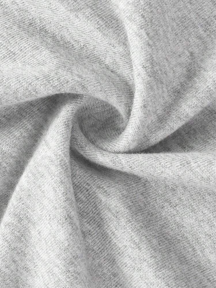 女性用ルーズフィットカートゥーンプリント長袖コットンTシャツ、春秋に活躍 - ライトグレー - 見る 5