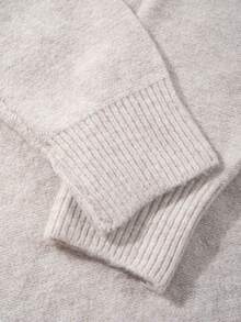 Autumn Back To School Men's Loose Fit Solid Color Minimalist Unisex Round Neck Pullover Long Sleeve Knit Sweater Top - Grey - View 9
