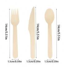 50/100/200件一次性木质餐具套装 | 木质叉子、刀子和勺子 | 适用于蛋糕勺、甜点勺、冰淇淋勺、沙拉叉和牛排叉。非常适合生日、圣诞派对、旅行露营、野餐和节日装饰。 - 卡其色 - 查看 11