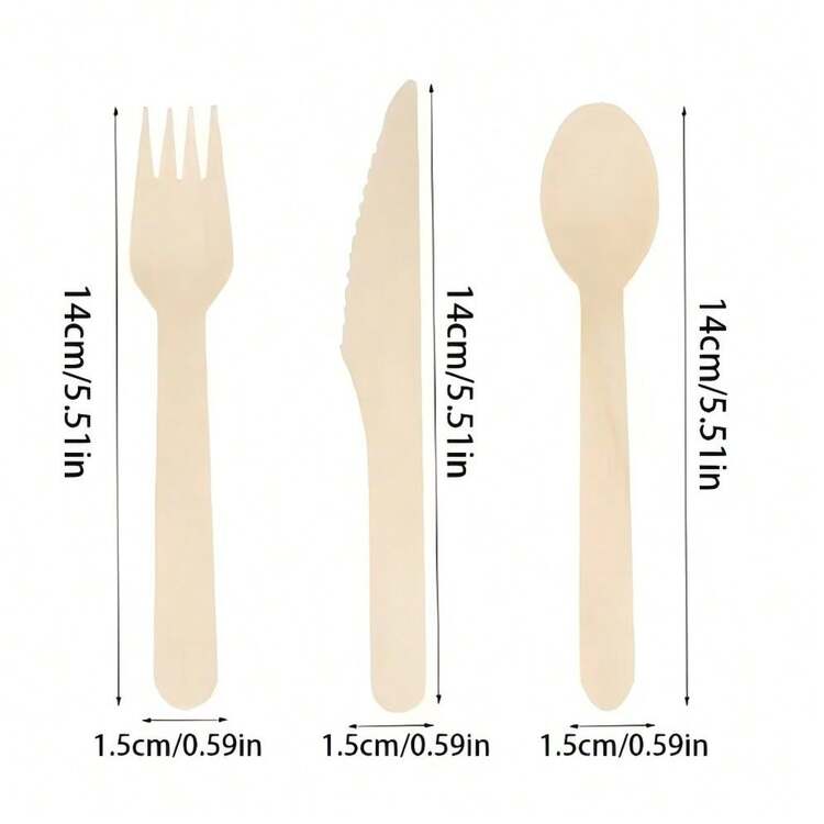 50/100/200件一次性木质餐具套装 | 木质叉子、刀子和勺子 | 适用于蛋糕勺、甜点勺、冰淇淋勺、沙拉叉和牛排叉。非常适合生日、圣诞派对、旅行露营、野餐和节日装饰。 - 卡其色 - 查看 10