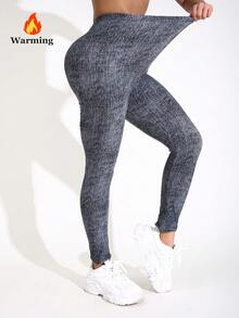 1-pack damleggings med termofoder i grått, europeiskt och amerikanskt mode, avslappnat, minimalistiskt och elegant, hög elasticitet, bantande, enfärgade, smala byxor, lämpliga för hemmabruk, träning, yoga, fitness, utomhuspromenader, fest, present - Grå - Visa 6