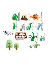 11 Bộ Bánh Sinh Vật Rừng Rậm Veneer Sư Tử Hươu Cao Cổ Khỉ Voi Biểu Ngữ Chúc Mừng Sinh Nhật Chủ Đề Động Vật Hoang Dã Vật Dụng Cho Tiệc Sinh Nhật - Nhiều màu - Xem 9